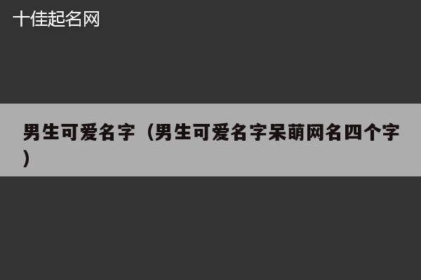 男生可爱名字（男生可爱名字呆萌网名四个字）